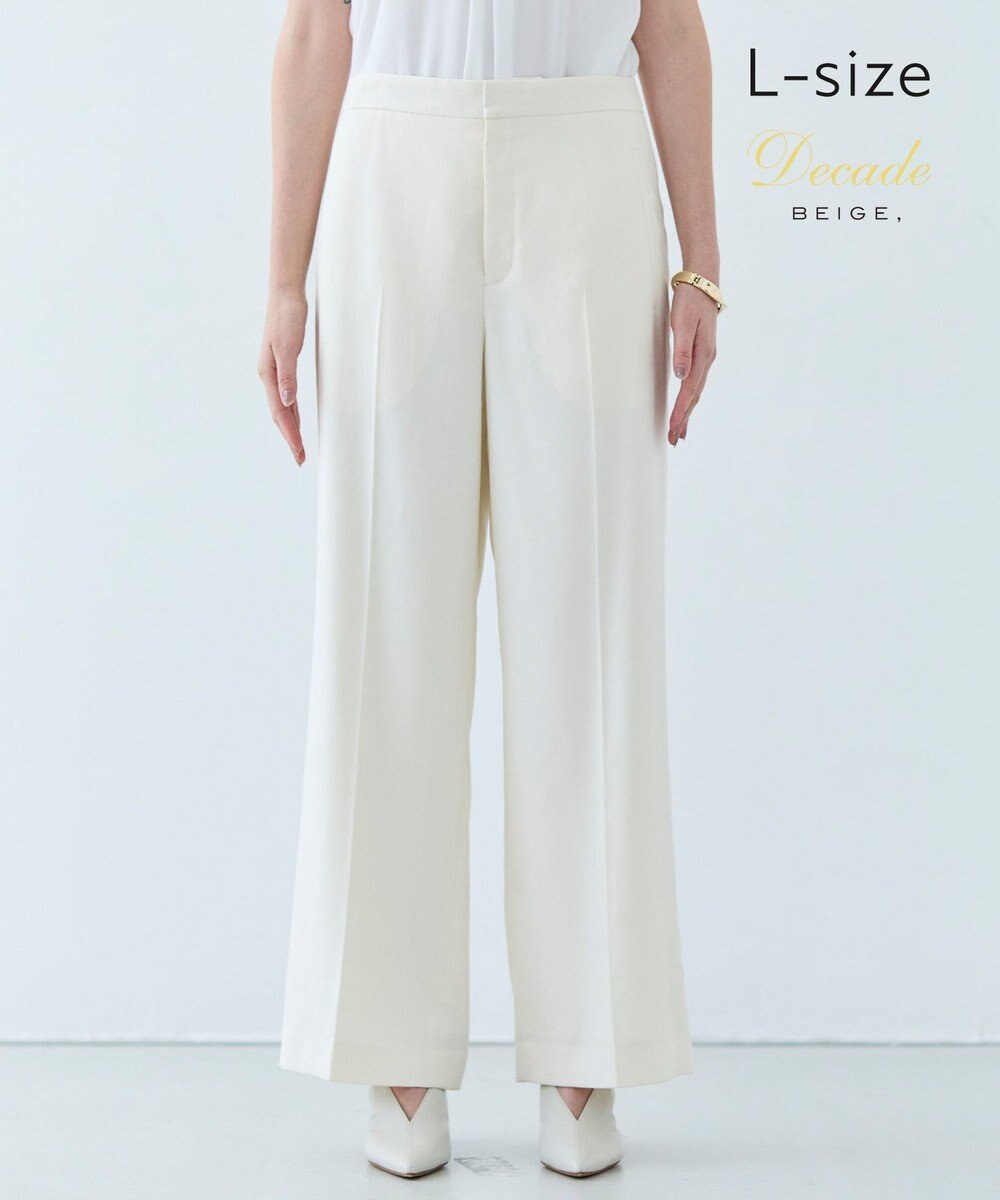 BEIGE， 【洗える・L-size】CAROLE / リネンライクフルレングスワイドパンツ 
