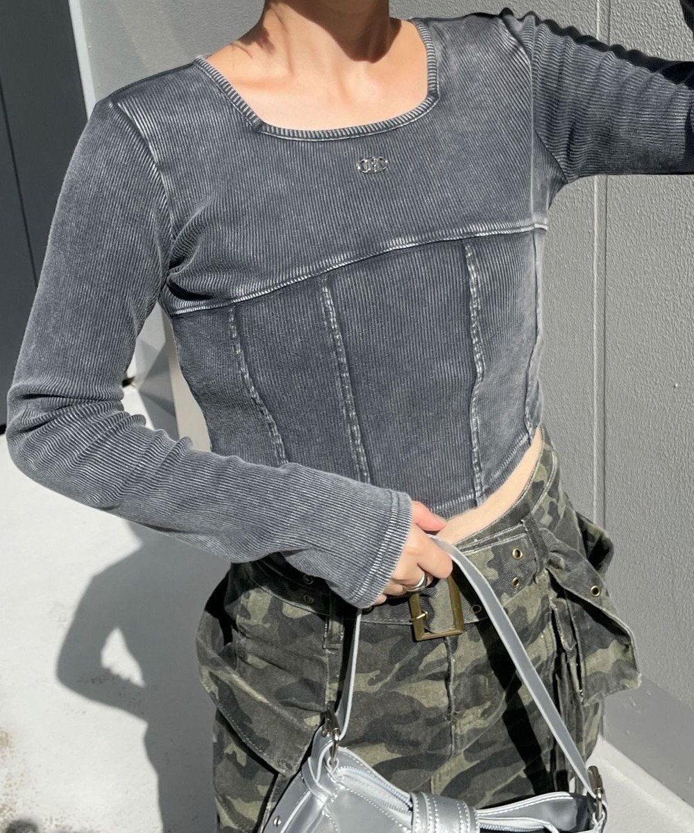 WEGO ヴィンテージウォッシュコルセットデザイントップス 