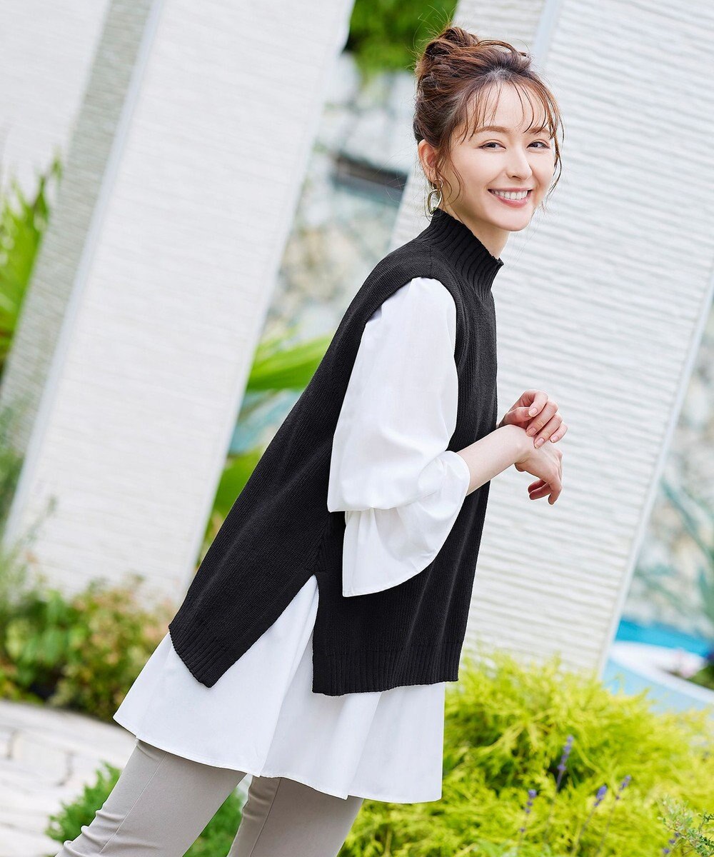 Tiaclasse L 【洗える】着回し自在のニットベスト＆フレア袖チュニックセット 