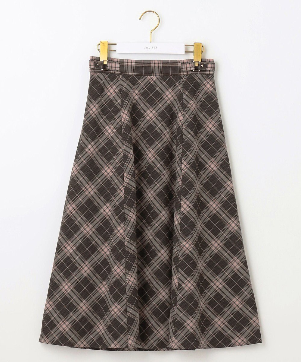 ANY SIS 【洗える】ベルトポイントフレア スカート 