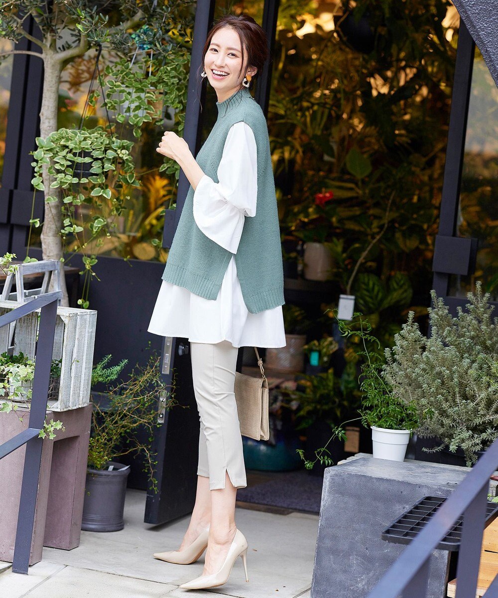 Tiaclasse L 【洗える】着回し自在のニットベスト＆フレア袖チュニックセット 