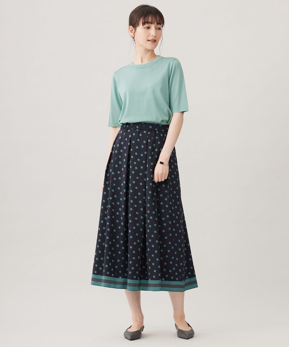 自由区 L 【洗える】ポルカドットプリント スカート 