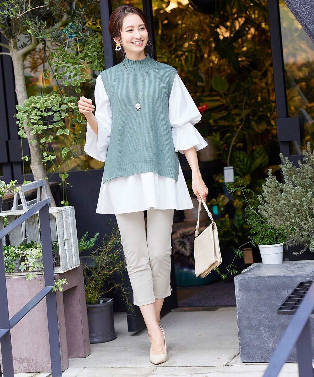 Tiaclasse L 【洗える】着回し自在のニットベスト＆フレア袖チュニックセット 