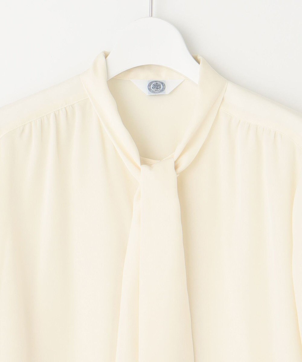 J.PRESS LADIES L 【洗える】ピーチサテン ボウタイ ブラウス 