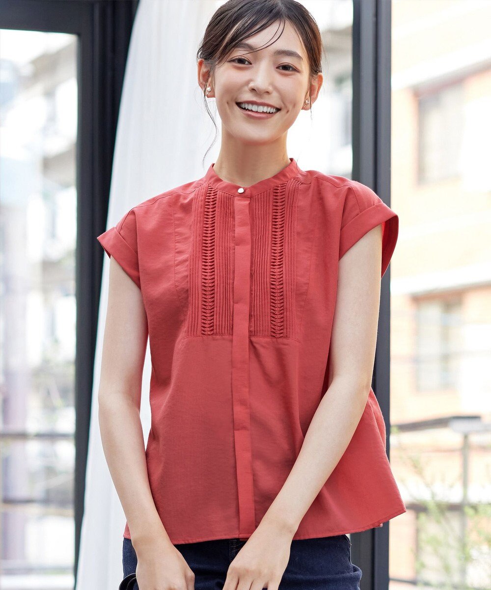 Tiaclasse 【洗える】フレンチスリーブピンタックブラウス 