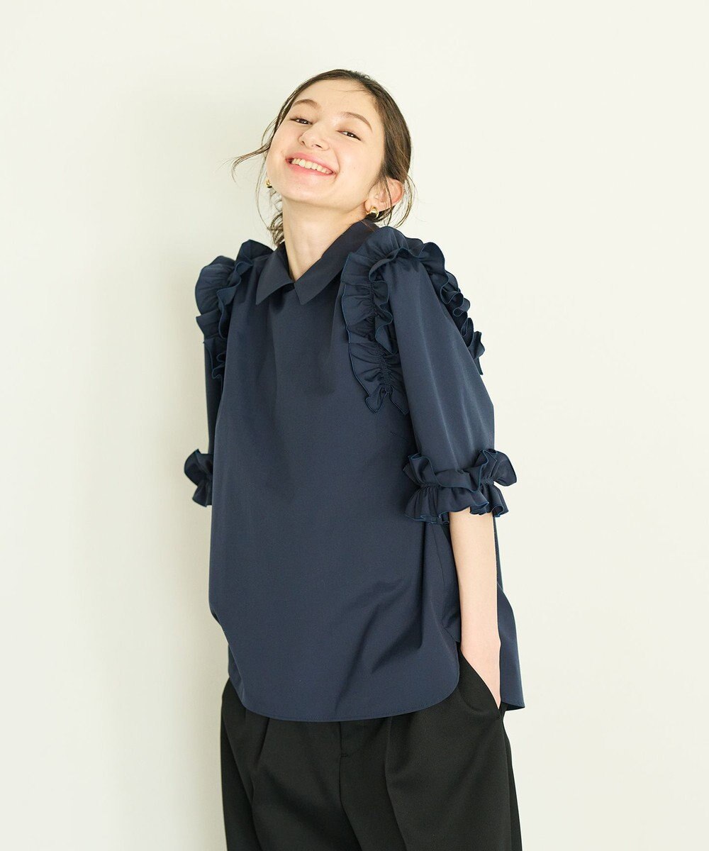 #Newans ロマンティックフリルディテールシャツ 