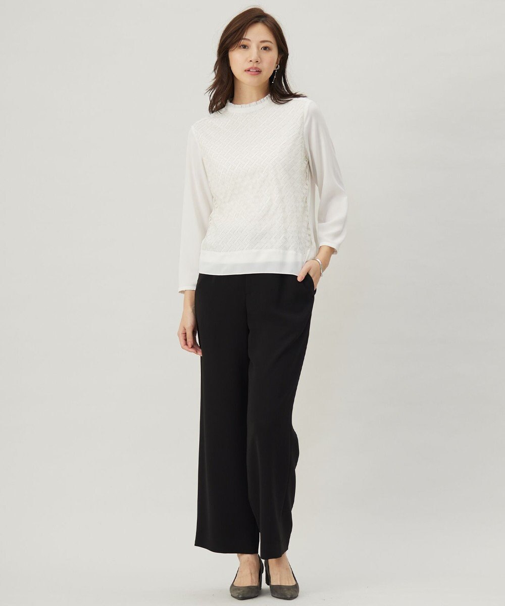 J.PRESS LADIES パウダリーツイルレースコンビ カットソー 