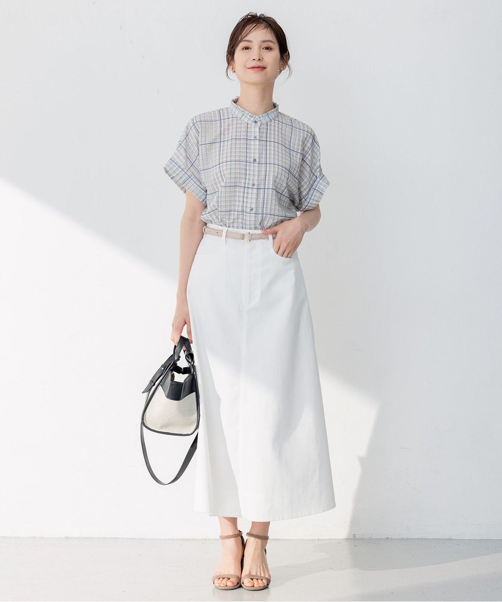 組曲 L 【洗える】シアーチェック ブラウス 