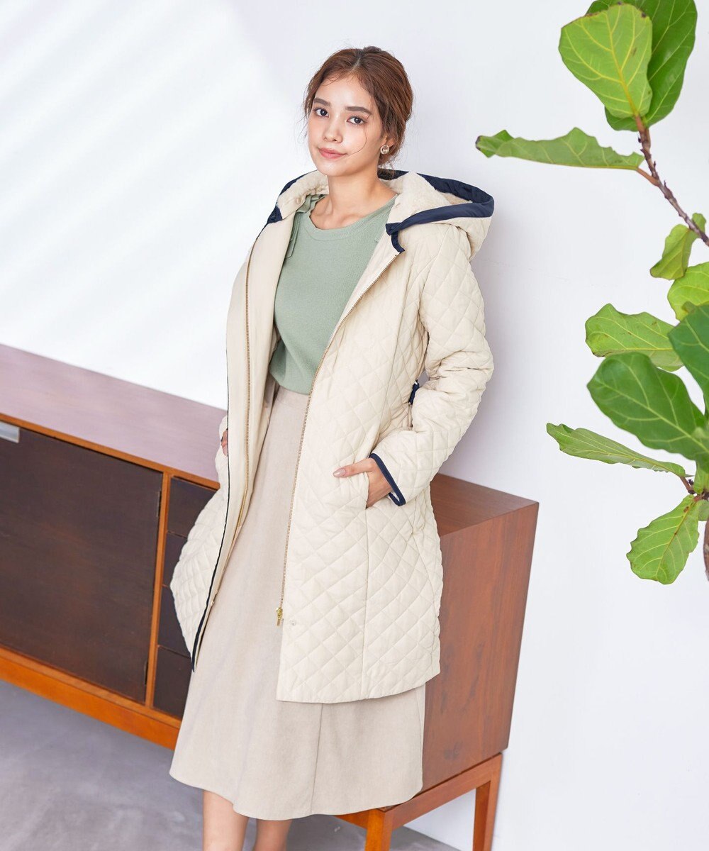 Tiaclasse ピーチスキン2wayキルティングロングコート 