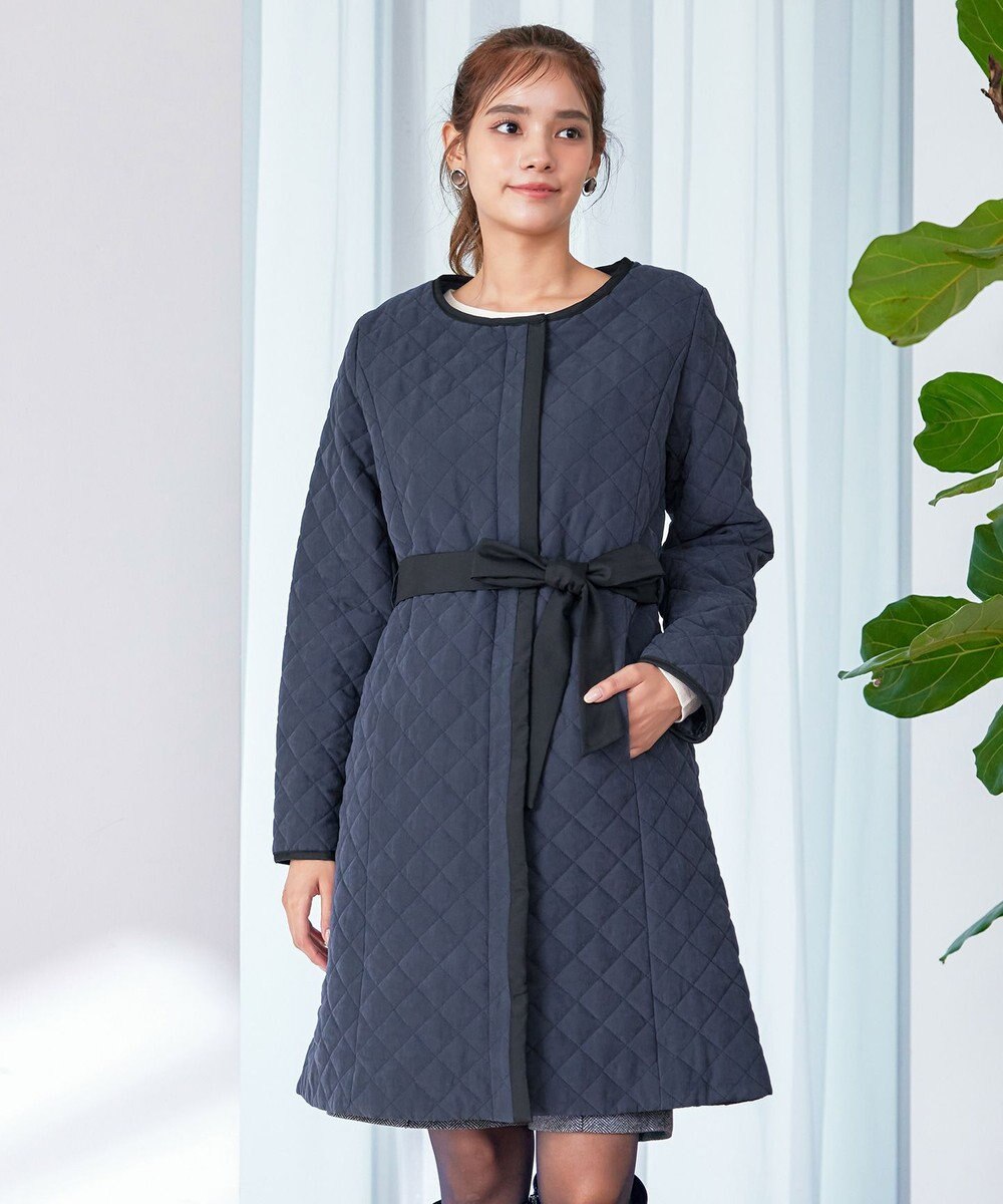 Tiaclasse ピーチスキン2wayキルティングロングコート 