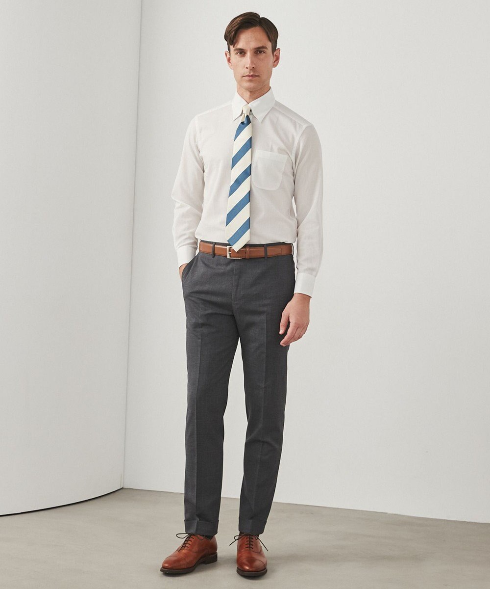 GOTAIRIKU 春夏向け【形態安定】SUMMERPREMIUMPLEATS_スナップダウンカラー _織柄_ 長袖ドレスシャツ(26年モデル) 