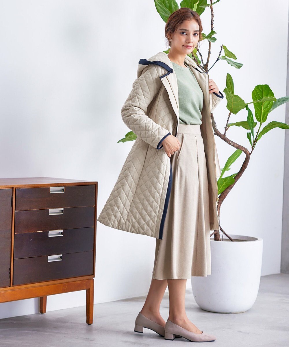 Tiaclasse ピーチスキン2wayキルティングロングコート 