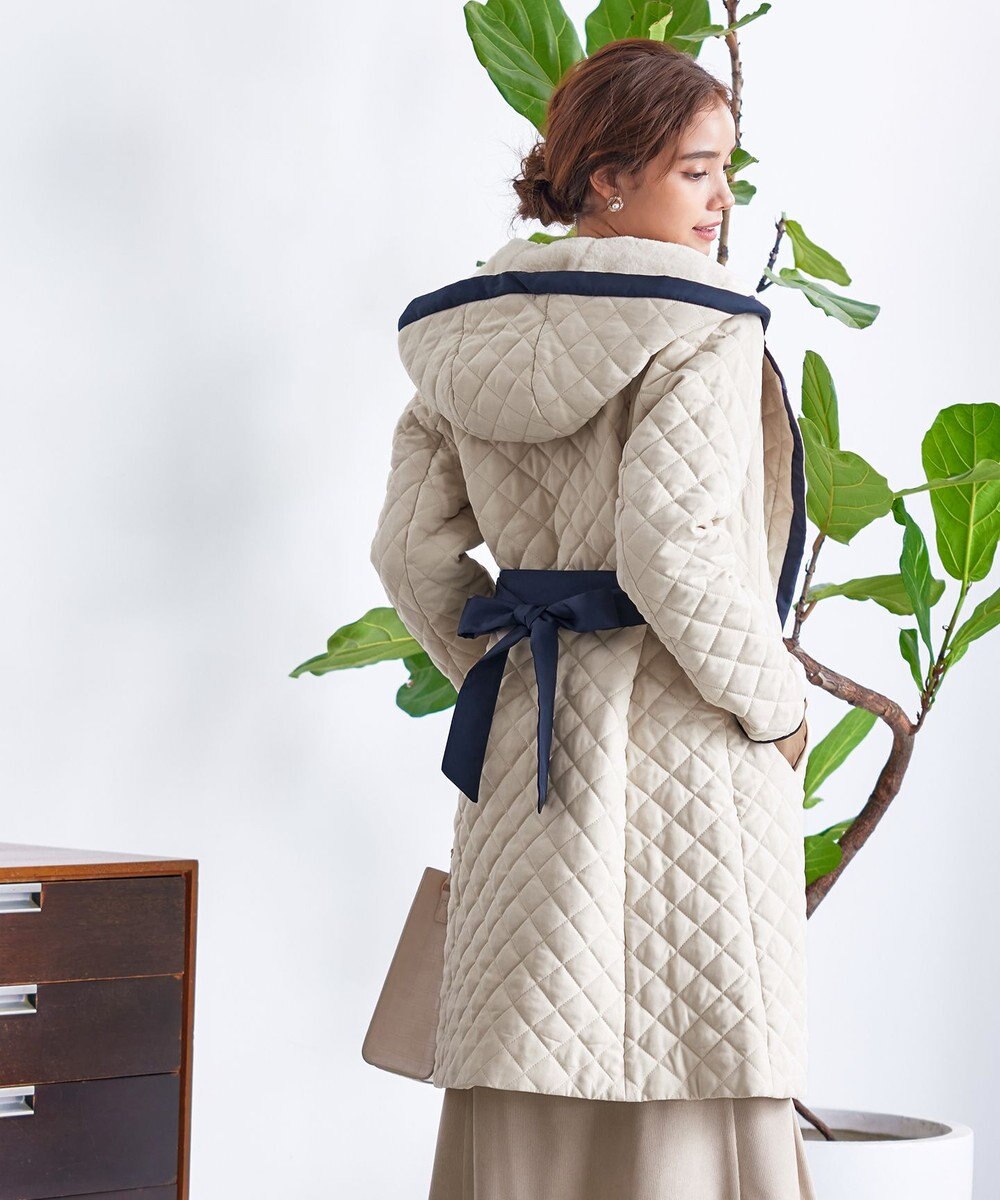 Tiaclasse ピーチスキン2wayキルティングロングコート 