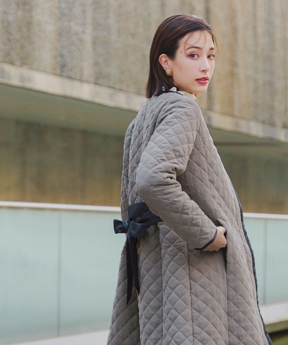 Tiaclasse ピーチスキン2wayキルティングロングコート 