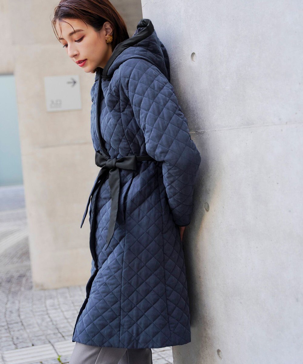 Tiaclasse ピーチスキン2wayキルティングロングコート 