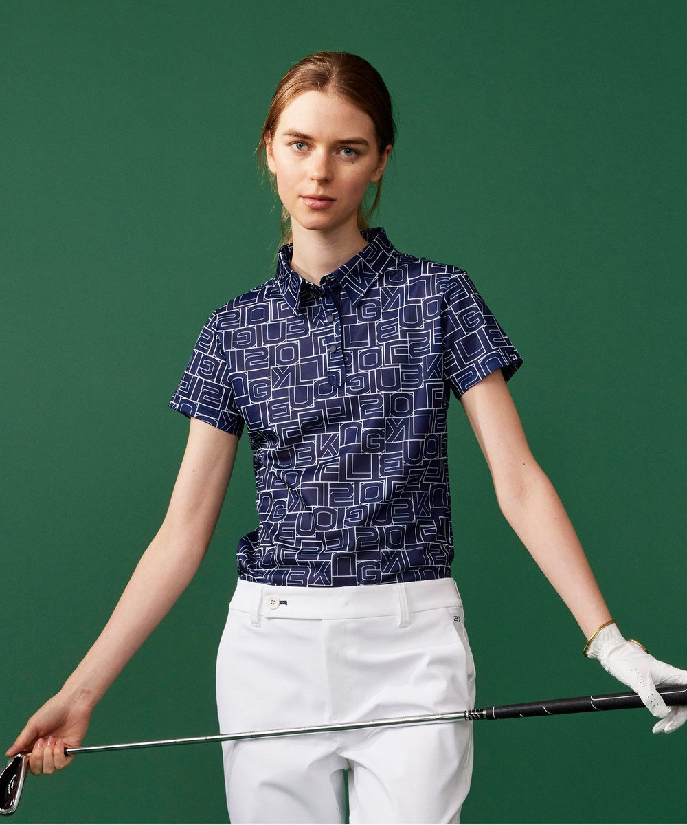23区GOLF 盛夏対応のマルチ機能【接触冷感・UVケア・吸水速乾】【WOMEN】総ロゴ カノコシャツ 