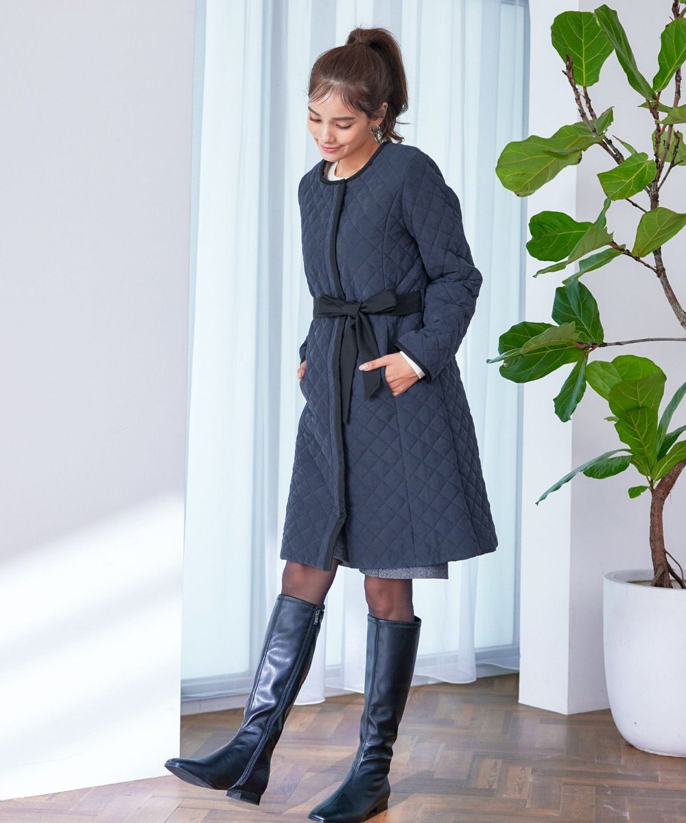 Tiaclasse ピーチスキン2wayキルティングロングコート 