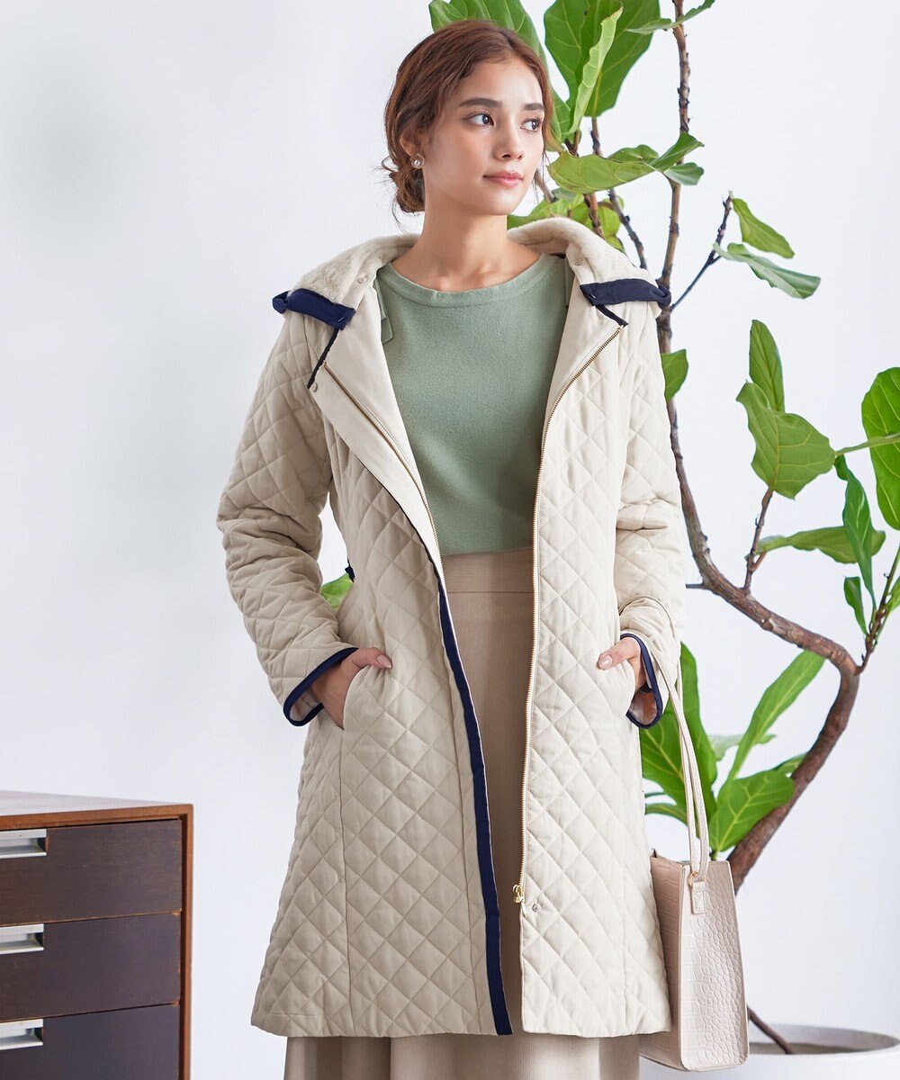 Tiaclasse ピーチスキン2wayキルティングロングコート 