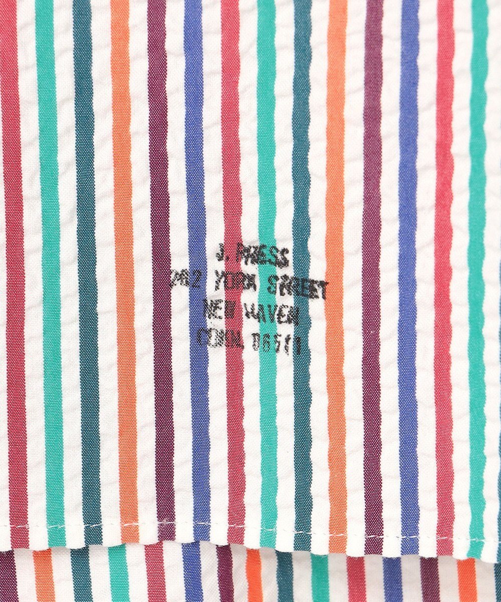 J.PRESS MEN 【J.PRESS ORIGINALS】Cotton Silk Seersucker Regular Half Sleeve Shirt / Baggy-Fit 