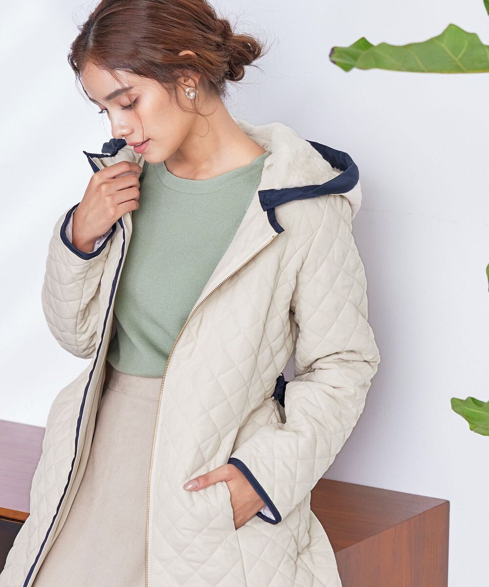 Tiaclasse ピーチスキン2wayキルティングロングコート 