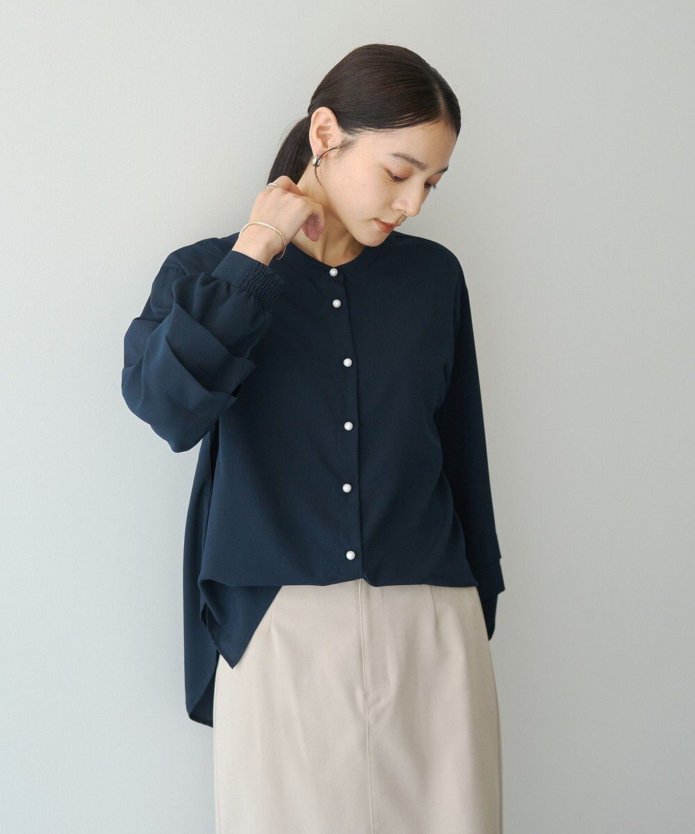 YECCA VECCA 2way裾アレンジパール釦ブラウス 