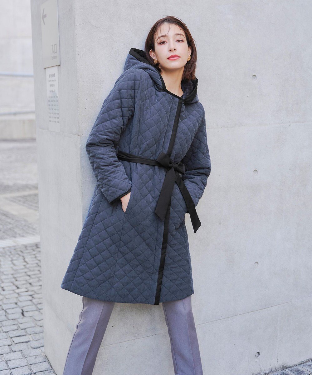 Tiaclasse ピーチスキン2wayキルティングロングコート 