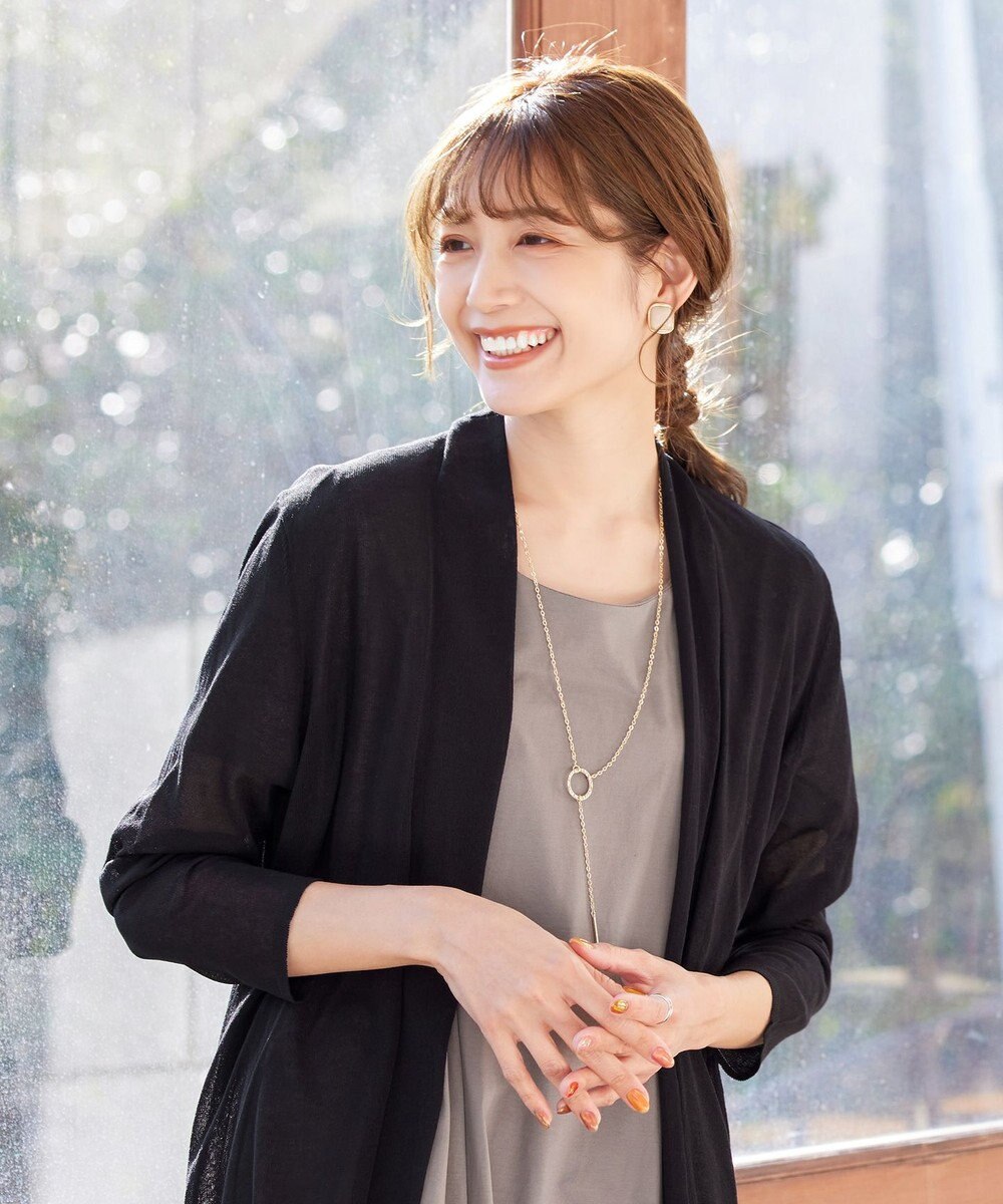 Tiaclasse 【日本製】キラキラ輝く石付きの大人カジュアルなフープ＆バーネックレス 