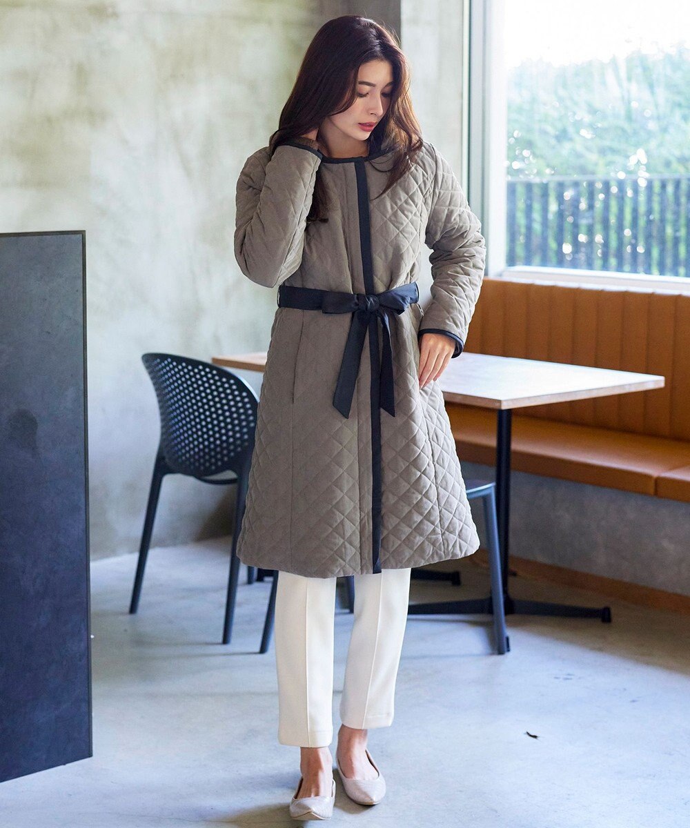 Tiaclasse ピーチスキン2wayキルティングロングコート 