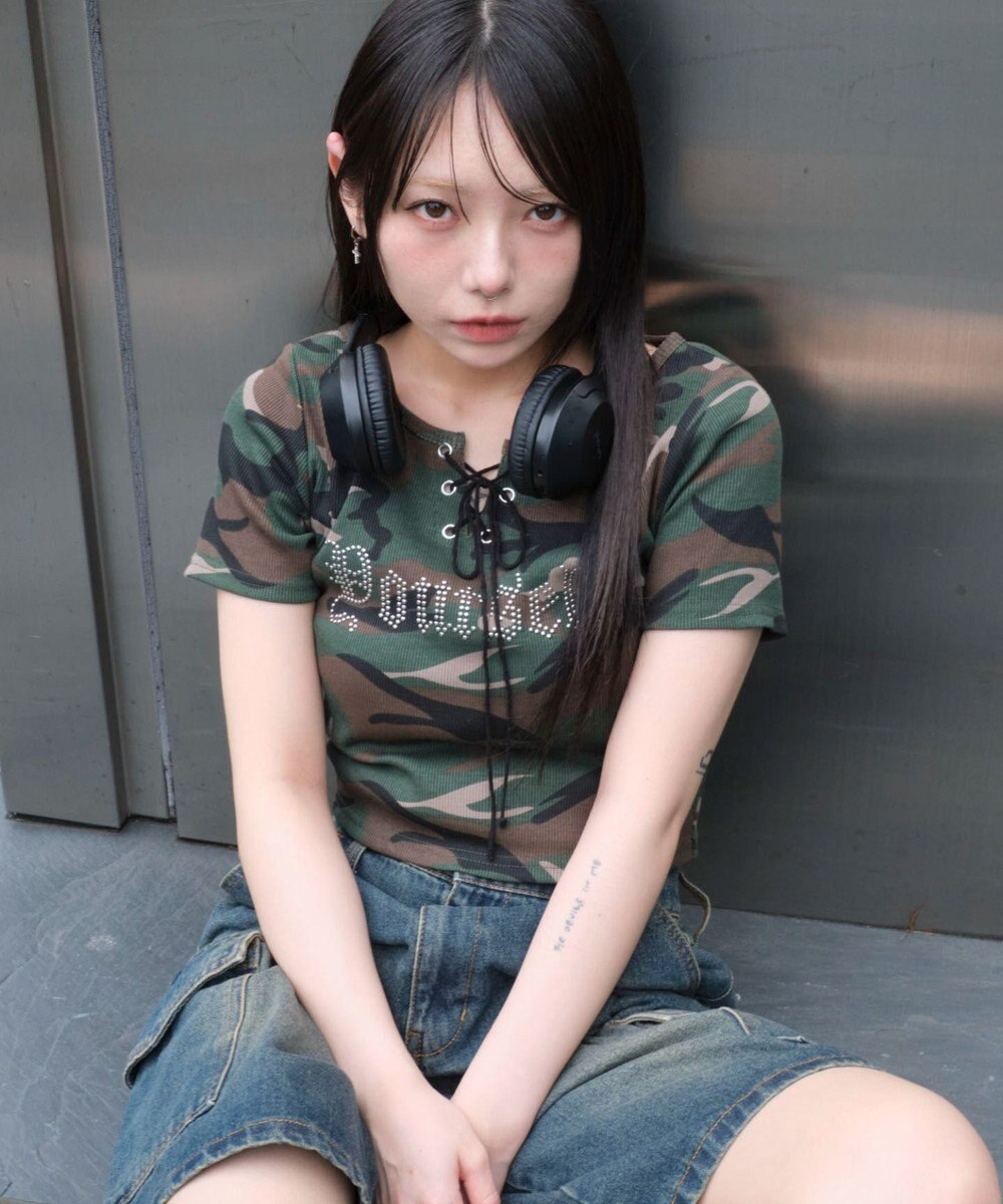 WEGO グラフィックレースアップちびT 