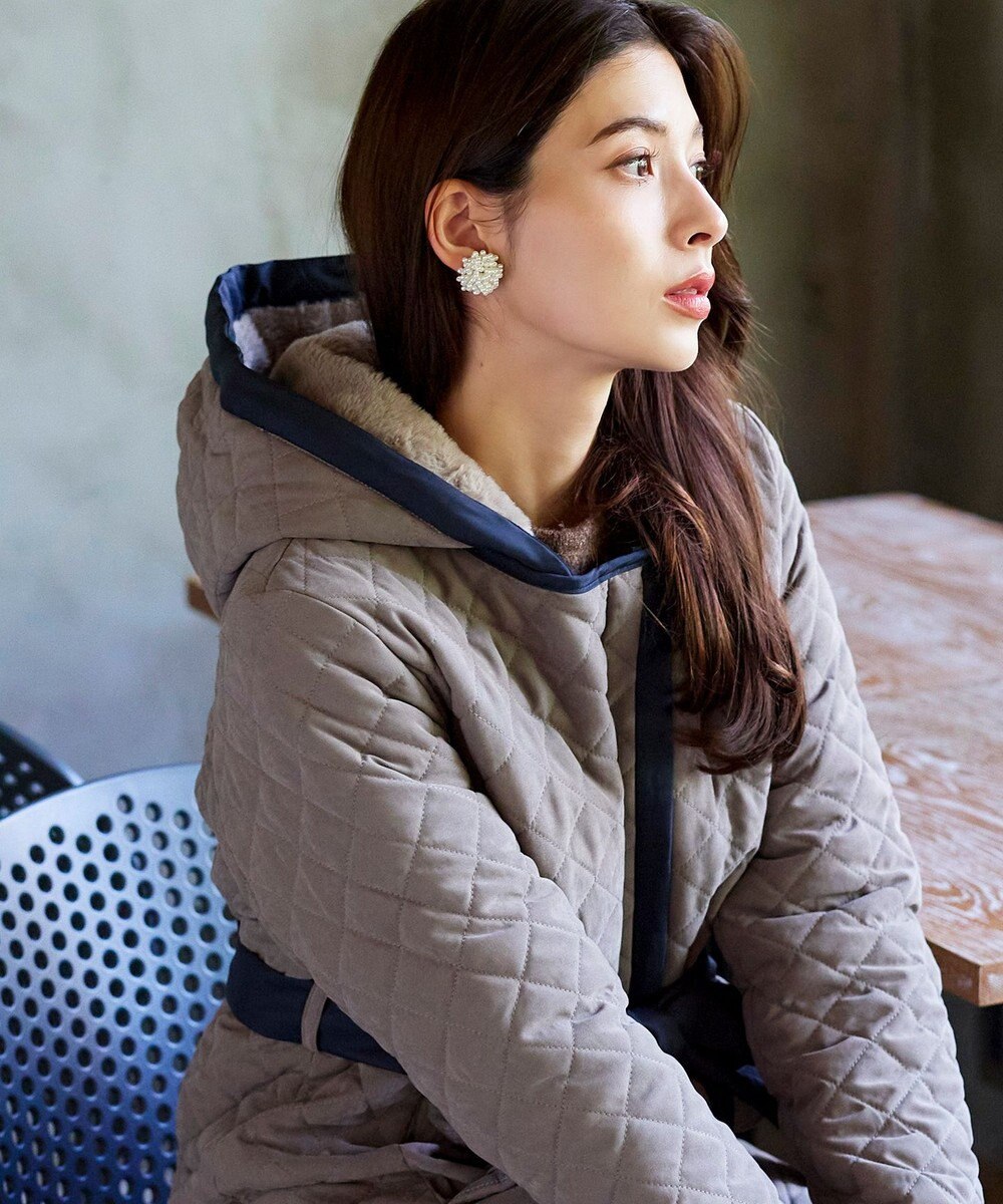 Tiaclasse ピーチスキン2wayキルティングロングコート 