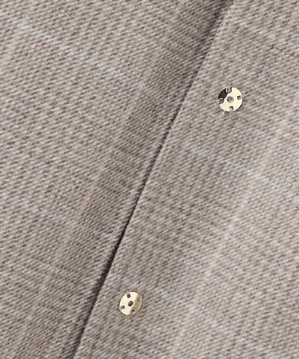 自由区 L 【17号サイズまで展開・カタログ掲載】ウールリバーチェック柄ノーカラー コート 