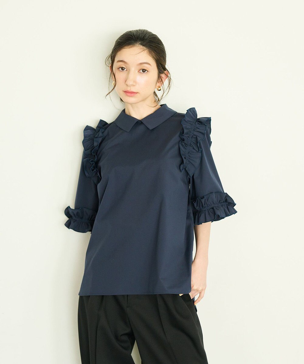 #Newans ロマンティックフリルディテールシャツ 