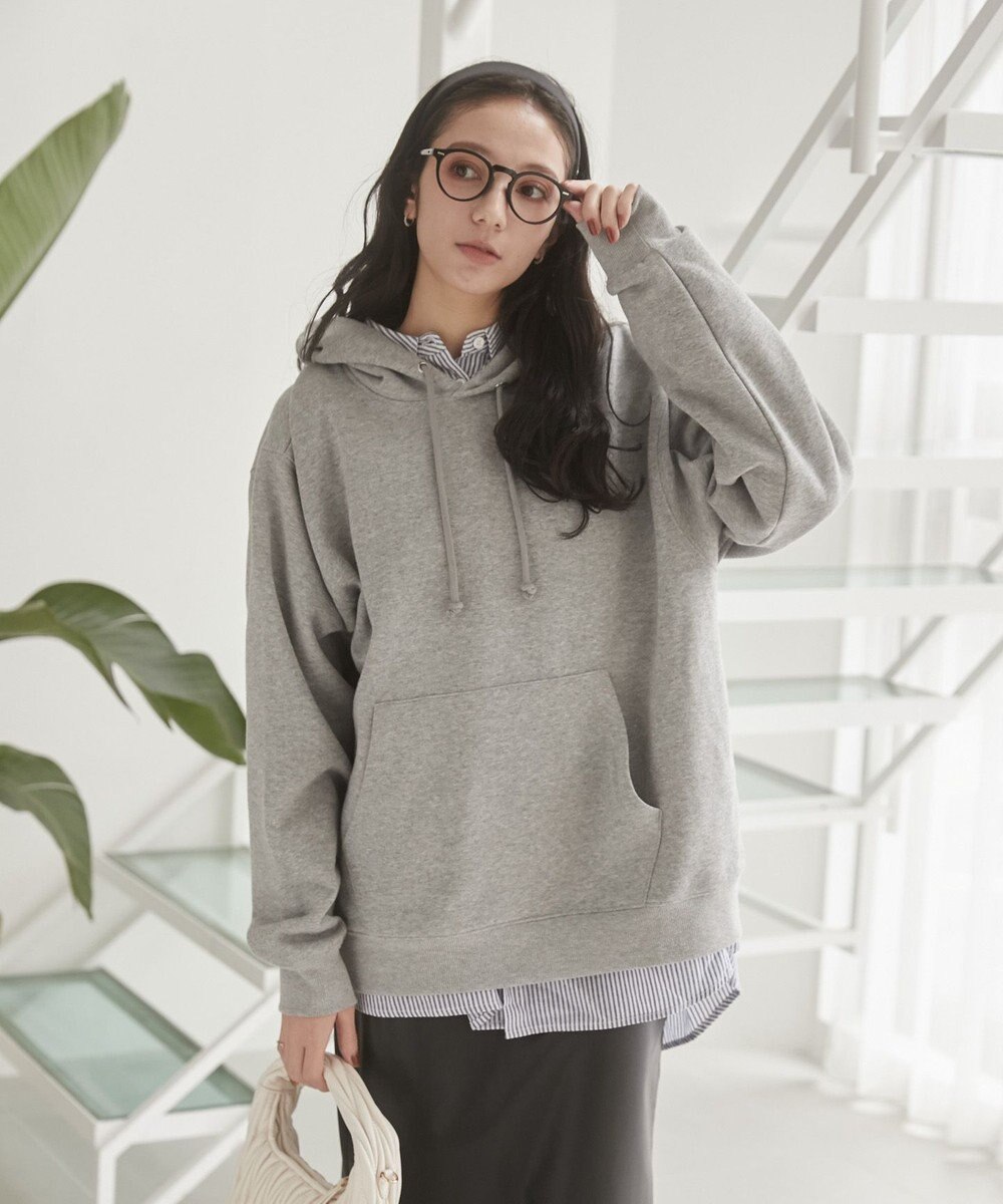 WEGO 【ユニセックス着用ITEM/裏起毛】リラックスフィットスウェットプルパーカー 