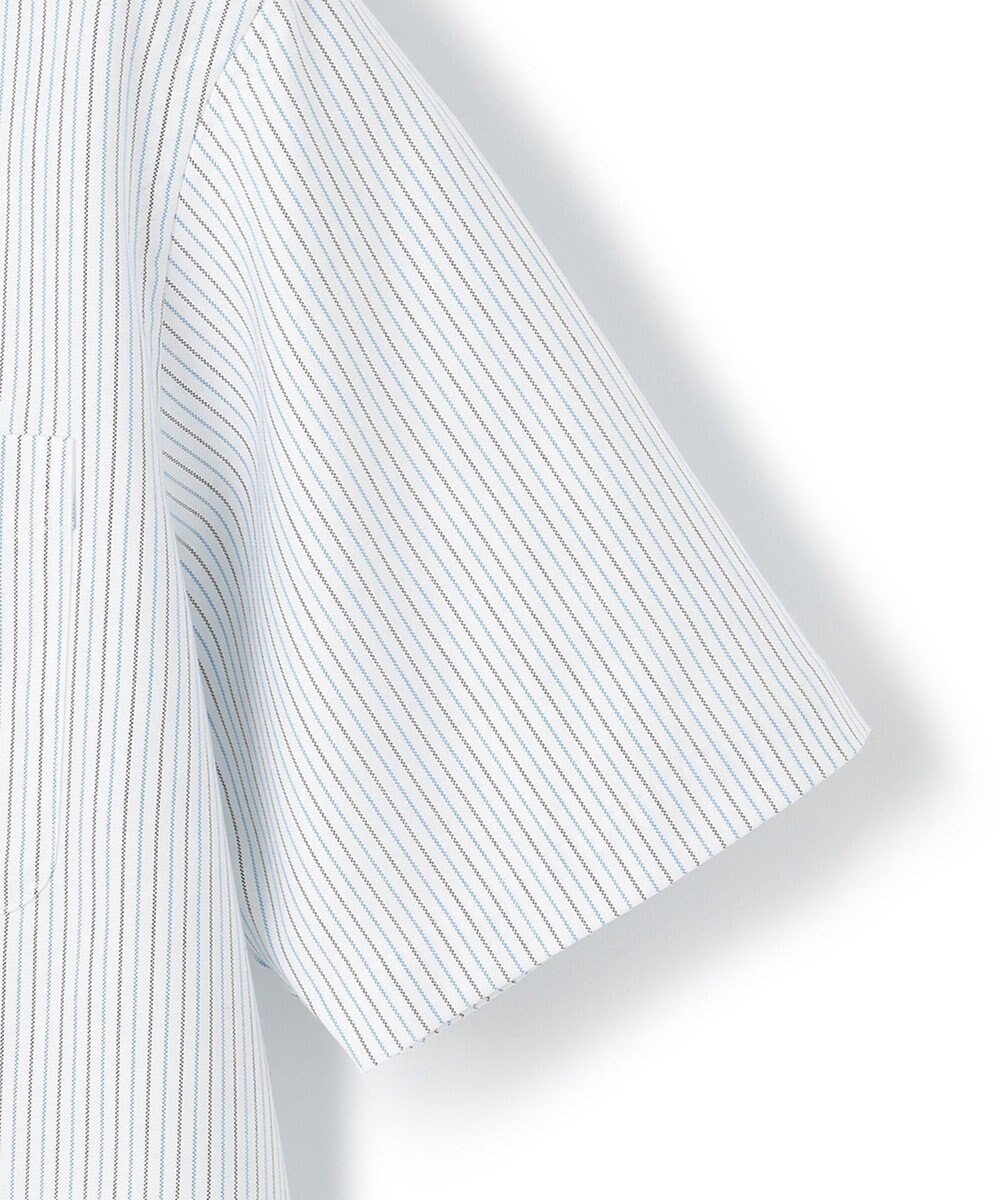 J.PRESS MEN 【PREMIUM PLEATS / 形態安定】ターコイズストライプ 半袖シャツ / B.D. 