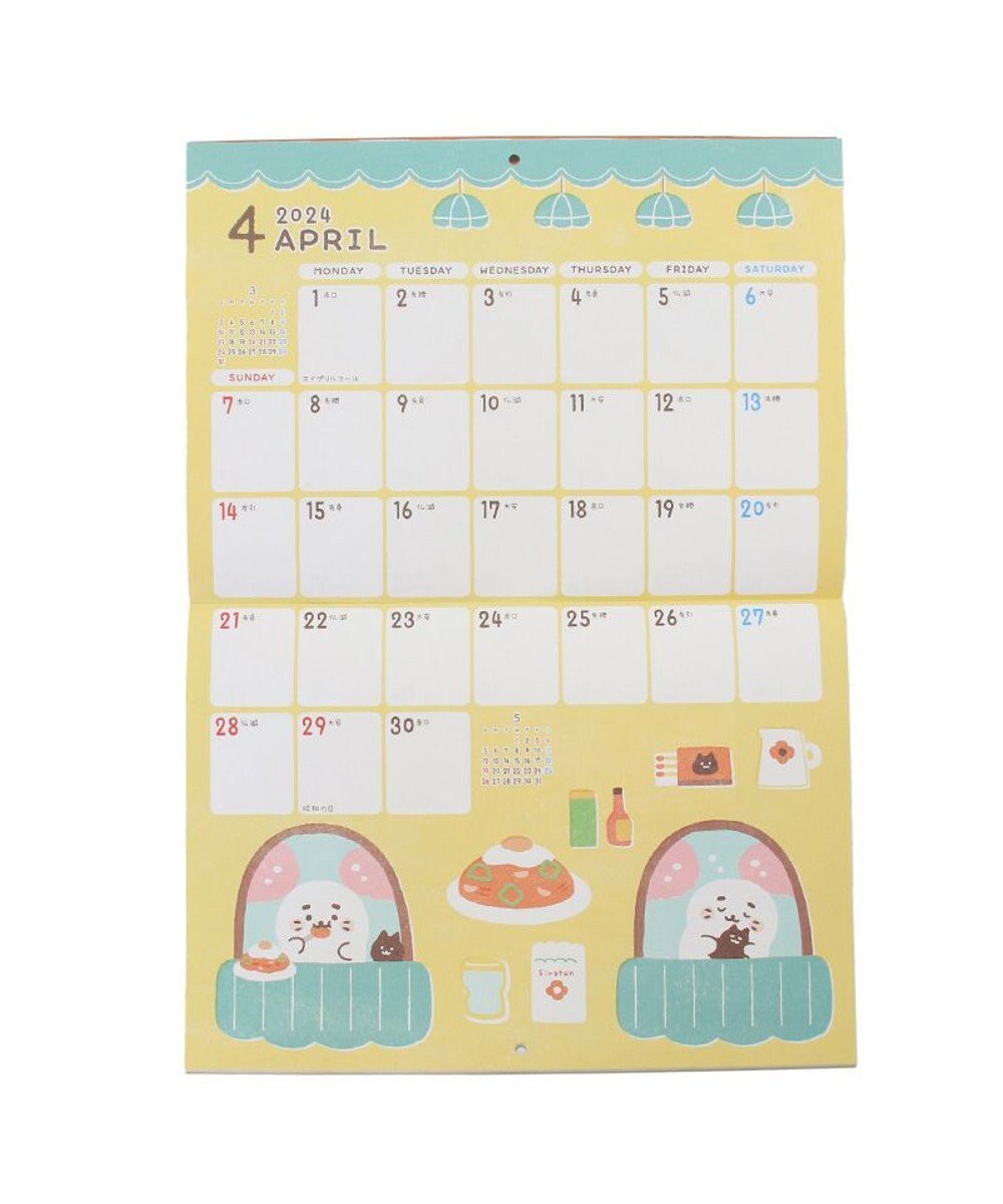 Mother garden しろたん 2024年 壁掛けカレンダー 《シロタン喫茶柄》 A4サイズ 