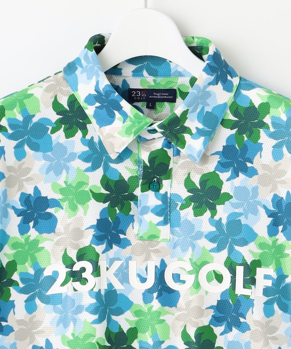 23区GOLF 【MEN】【UVカット】草花柄プリントポロシャツ 