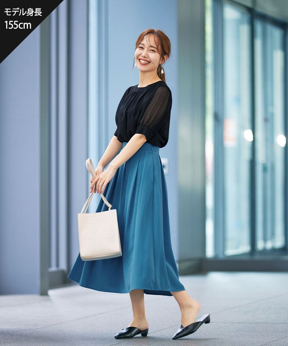 Tiaclasse 【洗える】ドビーシフォンパフスリーブブラウス 