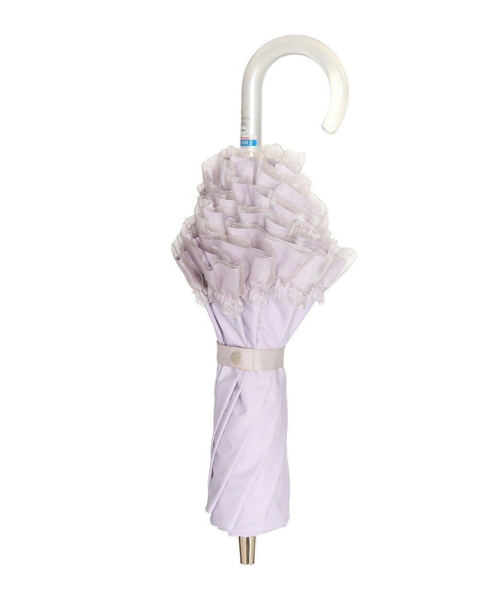 MOONBAT 【ランバン オン ブルー（LANVIN en Bleu）】晴雨兼用折りたたみ日傘　ビジュー付きオーガンジーフリル 