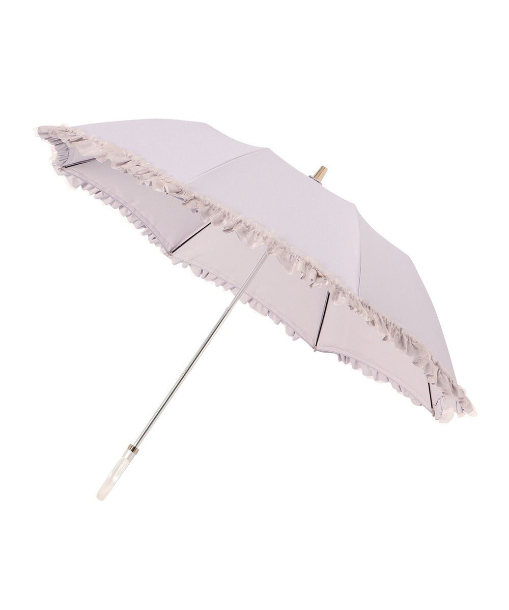 MOONBAT 【ランバン オン ブルー（LANVIN en Bleu）】晴雨兼用折りたたみ日傘　ビジュー付きオーガンジーフリル 