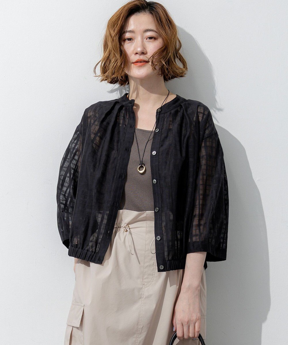 23区 【先行予約】シャドーシアーチェック 2WAY ブラウス 