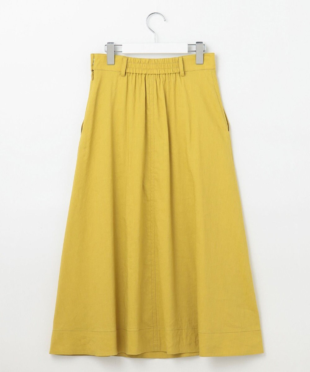 自由区 S 【洗える】リネンビスコースストレッチフレア スカート 