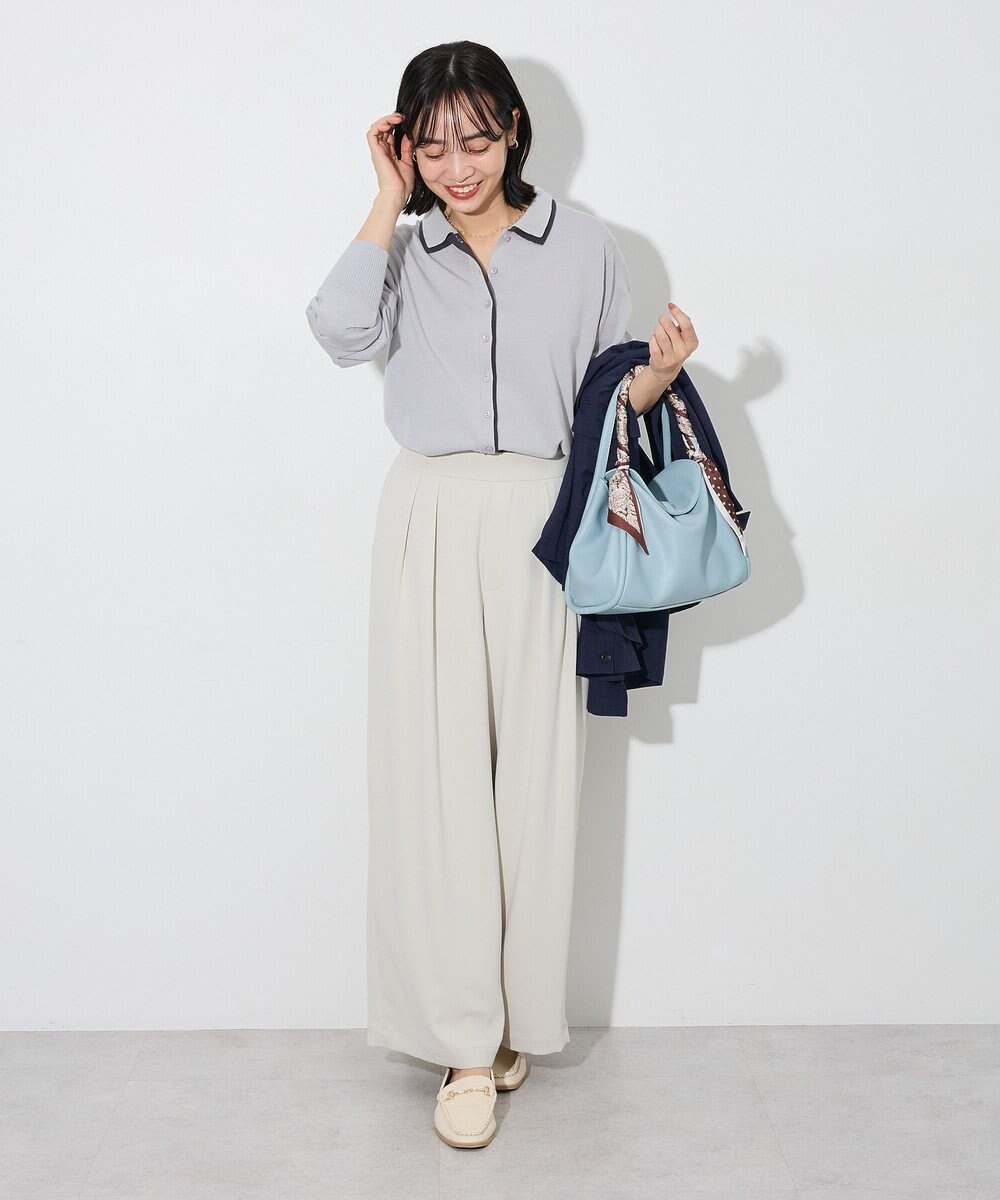 Green Parks ここちニット衿付き配色プルオーバー 