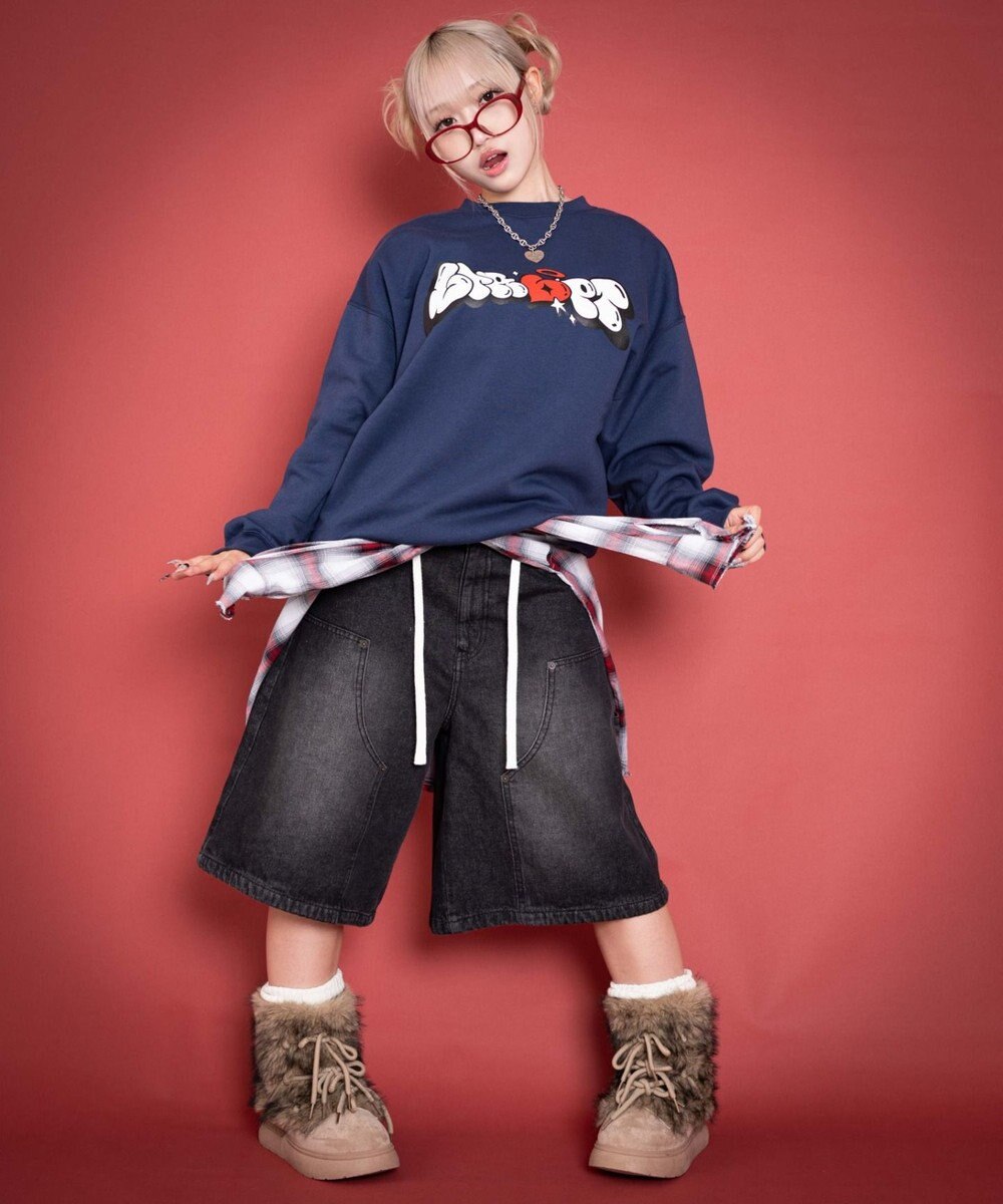 WEGO 【ユニセックス着用ITEM/MLサイズ展開】ハートモチーフプルオーバー 