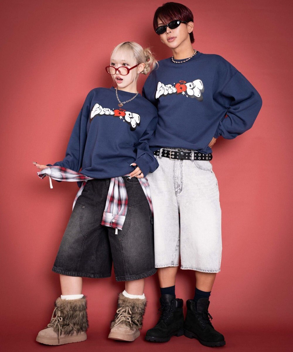 WEGO 【ユニセックス着用ITEM/MLサイズ展開】ハートモチーフプルオーバー 