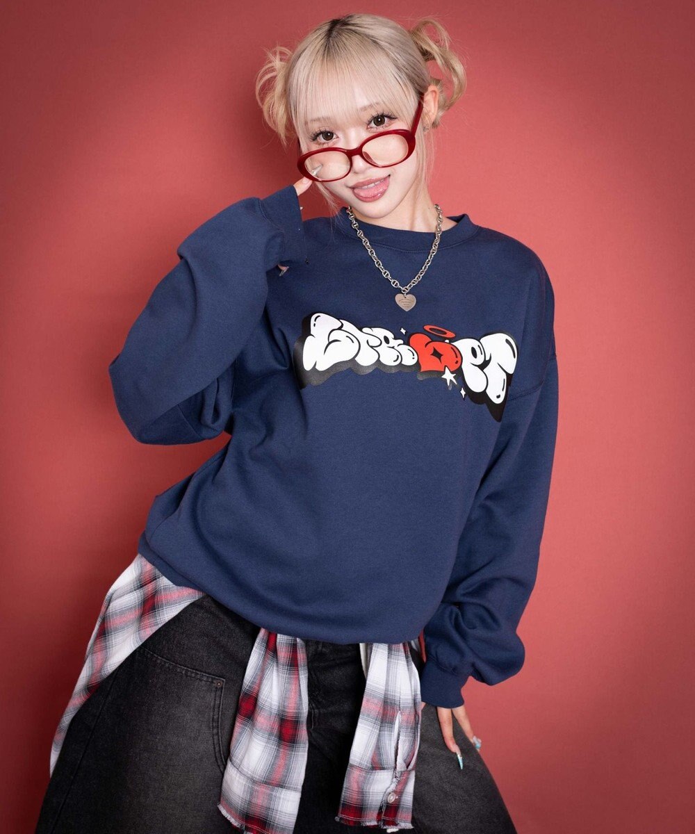 WEGO 【ユニセックス着用ITEM/MLサイズ展開】ハートモチーフプルオーバー 