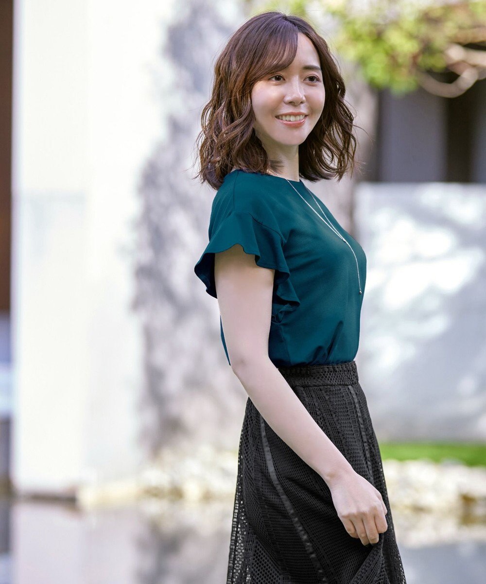 Tiaclasse 【洗える】フリル袖ポンチプルオーバー 