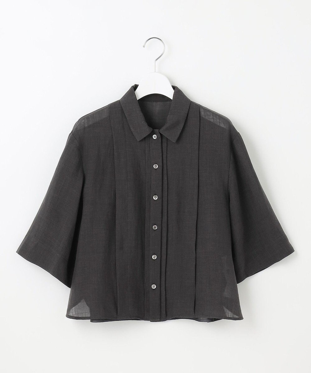 自由区 L 【カタログ掲載・接触冷感・洗える】ラミーローンクロップド丈 ブラウス 