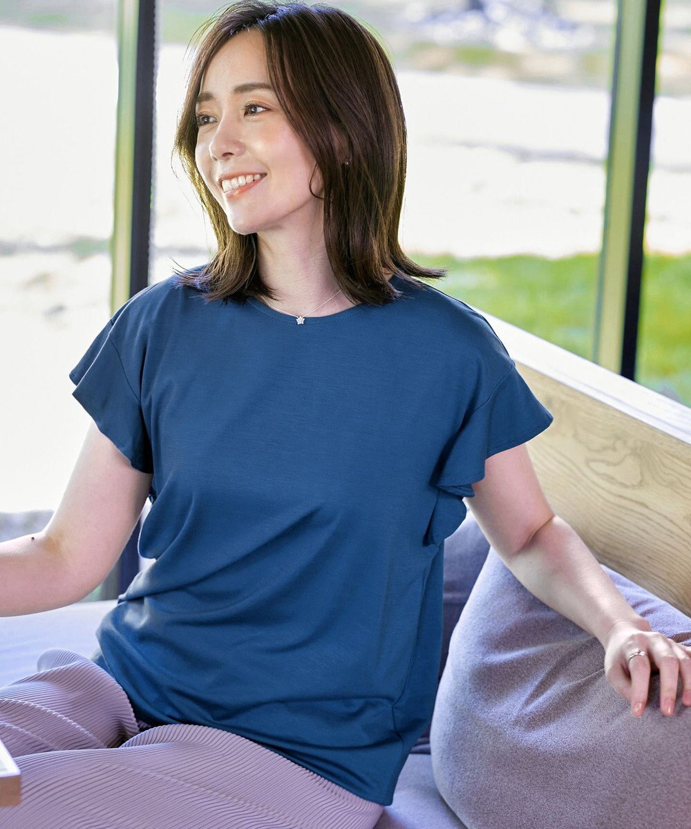 Tiaclasse 【洗える】フリル袖ポンチプルオーバー 