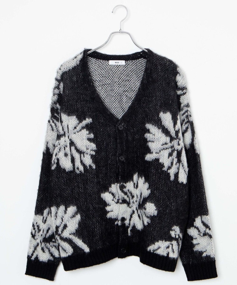 WEGO モヘアライク総柄BIGカーディガン 