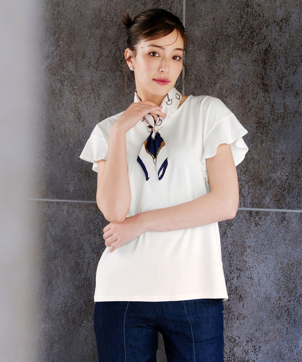 Tiaclasse 【洗える】フリル袖ポンチプルオーバー 